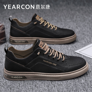 意尔康男鞋2026新款春秋冬季潮流百搭一脚蹬休闲皮鞋男士高端板鞋