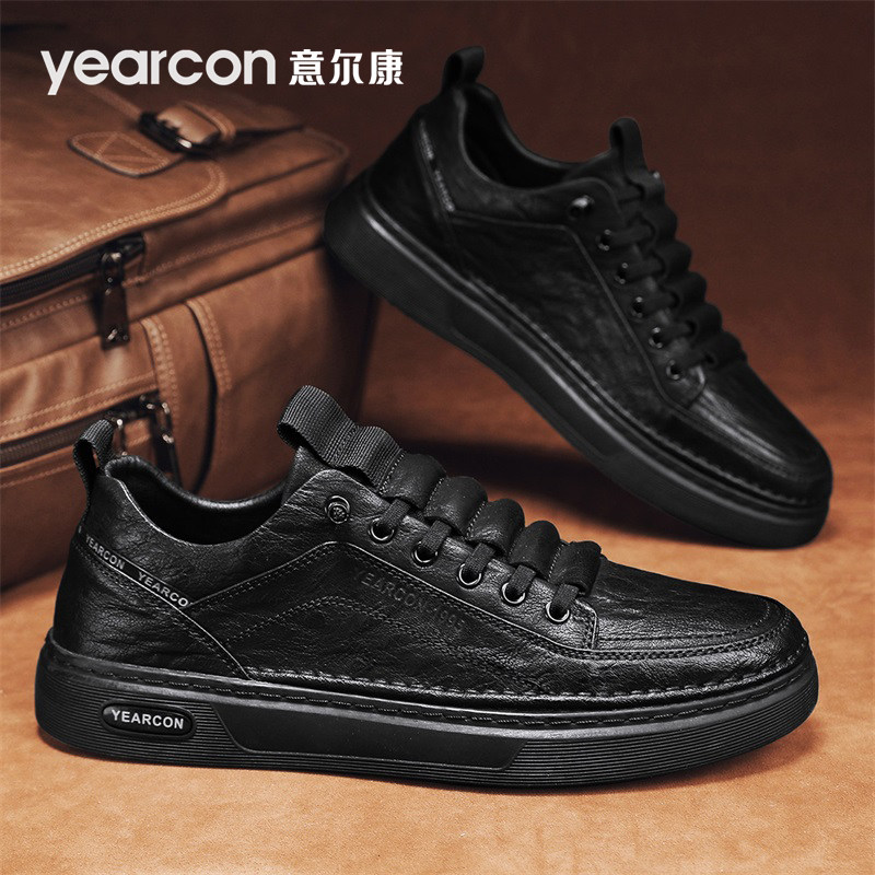意尔康男鞋2026新款秋冬季加绒爆款潮流商务高端板鞋男士休闲皮鞋