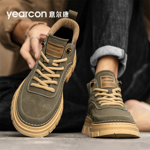 意尔康马丁靴男士2026新款超火爆款登山鞋春秋冬季高帮工装皮短靴