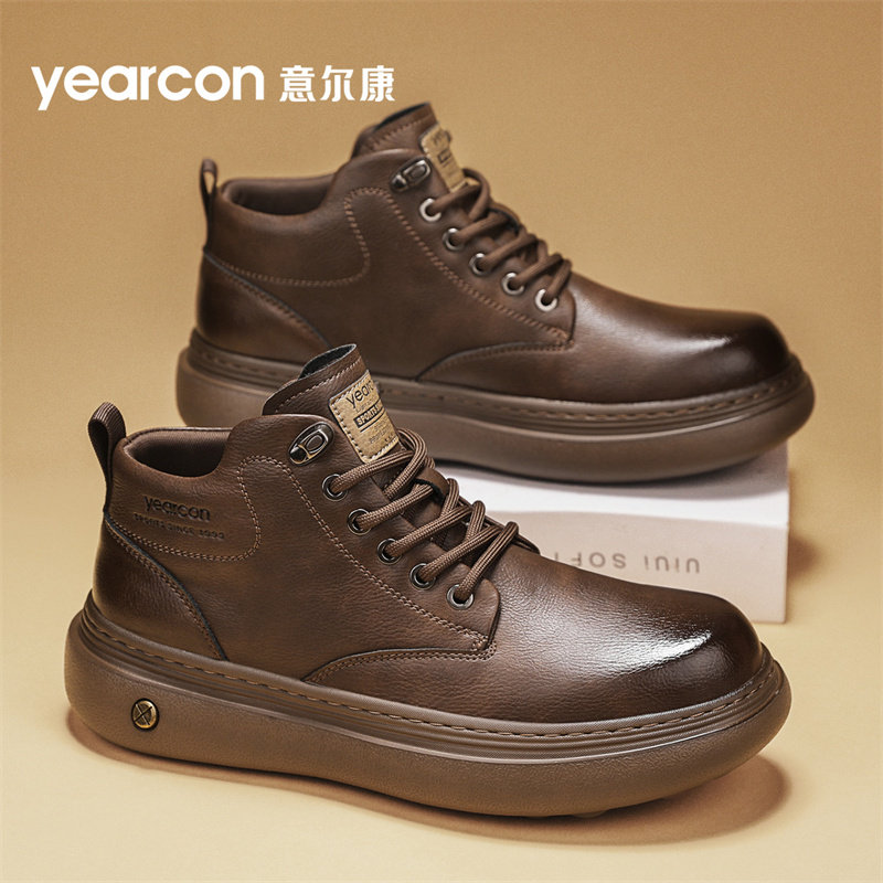 意尔康马丁靴男2026新款春秋冬季加绒棉男士中帮皮鞋爆款休闲板鞋,流行男鞋,时尚休闲鞋,淘宝优惠券,粉丝福利购,淘宝优惠卷