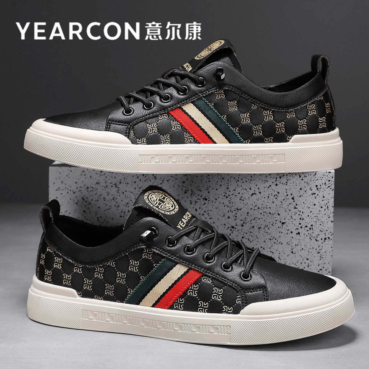 意尔康板鞋男鞋2026新款潮春秋冬季爆款一脚蹬高端男士休闲皮鞋子