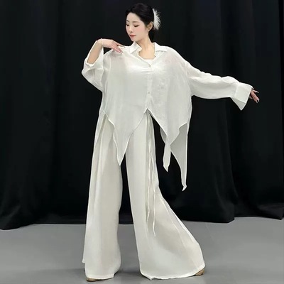 宽松衬衫飘逸练功服中国风舞蹈服