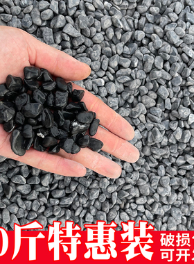 50斤深灰色景观砾石园林造景鹅卵石头日式庭院青石子黑色小碎石子