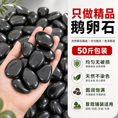 黑色精品鹅卵石大小黑石头花园造景庭院铺地铺路天然雨花石鹅软石