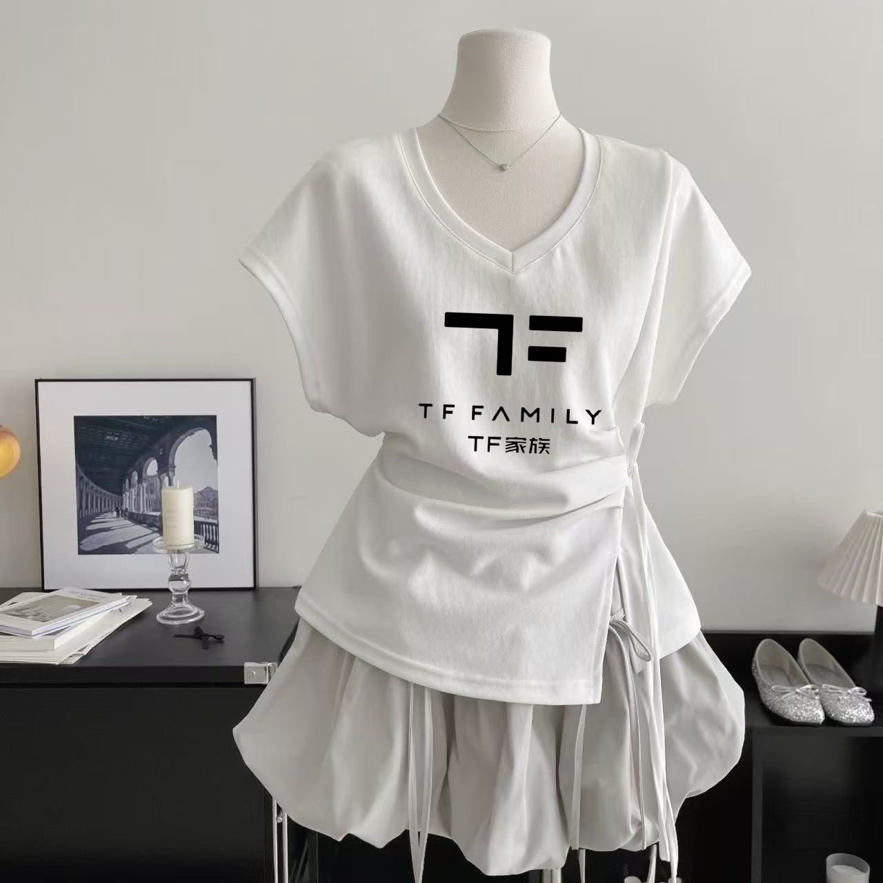 TF家族同款衣服短袖上衣学生陈奕恒陈浚铭陈奕恒抽绳设计夏款新款