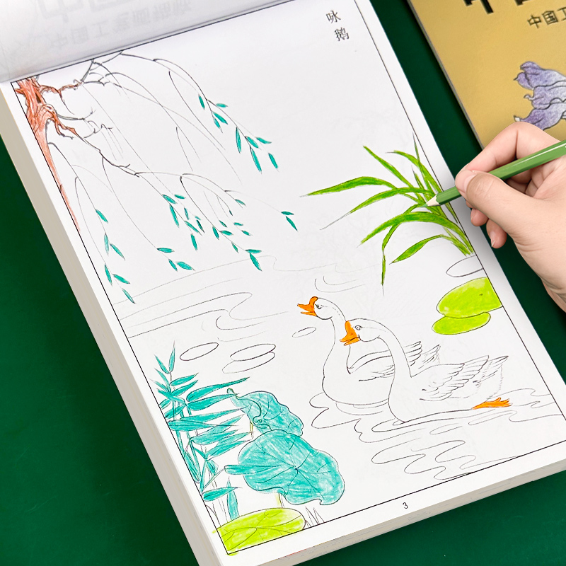 【儿童中国画白描】零基础临摹绘画入门初学山水画描摹本教程书教材画册画本小学生简笔画大全学画画描绘本零基础国画工笔勾线书籍