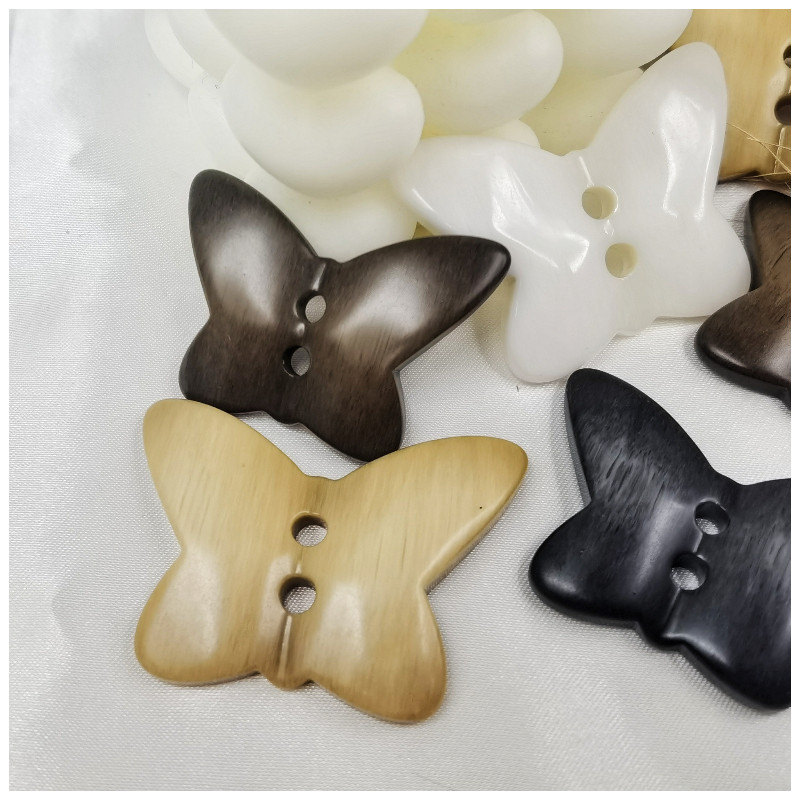 仿木质蝴蝶结纽扣树脂免打孔扣子