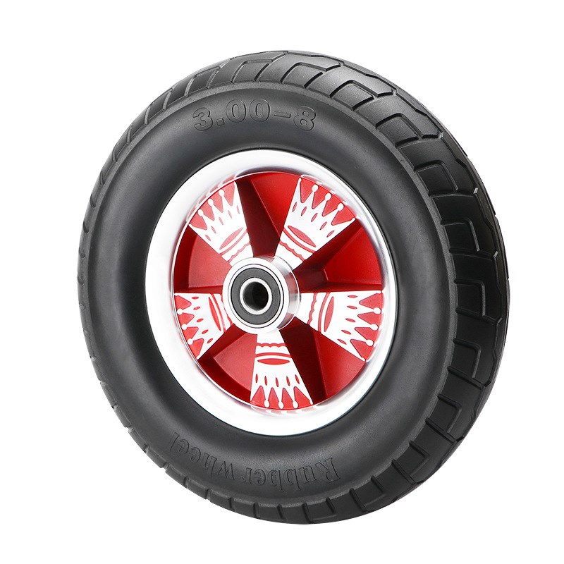 脚轮橡胶静音1h4寸300-8两轮实心轮胎轱辘超重型老虎斗手推车轮子