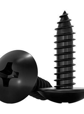 国标黑色304不锈钢十字大扁头自攻螺丝钉蘑G菇头镀黑锌M3M4M5MM6m