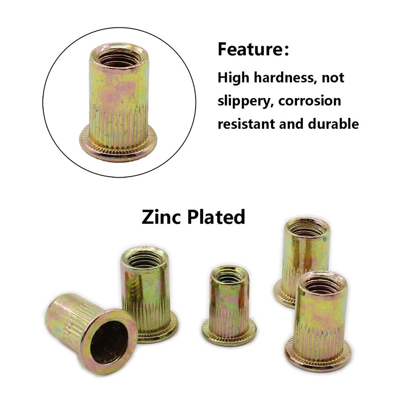 100pcs M3-M8镀锌B锯齿螺母平头铆钉螺帽拉铆螺母