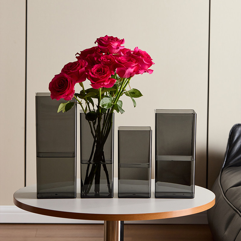 亚克力防摔花瓶水养水培插花富贵竹透明方形直筒鲜花装饰客厅小,家居饰品,花瓶,淘宝优惠券,粉丝福利购,淘宝优惠卷