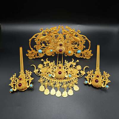 原创颤颤葫芦发冠古风大气明制贵女饰品头饰