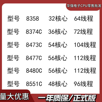 英特尔 至强 CPU 8358 8374C 8473C 8477C 8480C 8551C 4677针