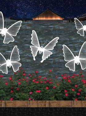 户外铁艺不锈钢镂空发光蝴蝶雕塑园林广场售楼部草坪景观装饰摆件