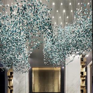 酒店大堂水晶艺术灯具会所服装 饰吊灯 店售楼部沙盘绿色冰块石头装