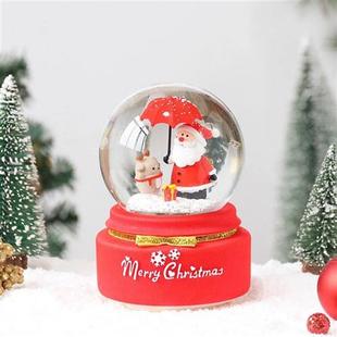 跨境来图定制圣诞老人水晶球摆件节日装 饰品雪花球树脂工艺品手工