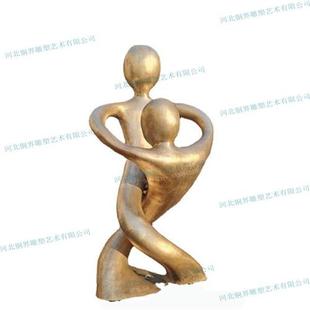创意双人舞蹈抽象铸铜雕塑现代简约风格 摔跤人物雕像公园绿地景观
