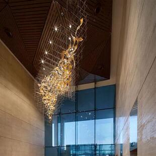现代简约非标灯具工程灯水晶灯琉璃扭叶宴会厅沙盘售楼部酒店吊灯