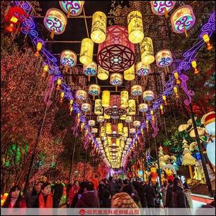 走廊通道美陈装 饰吊灯灯光节展览定制迎春灯 饰挂灯室外防水氛围装