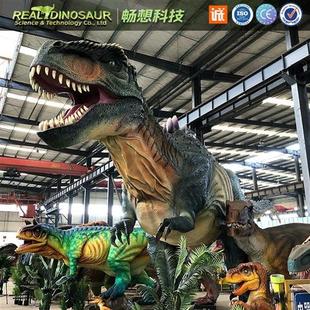 景区仿真恐龙美陈造景能动会叫户外景观互动恐龙模型游艺装 置