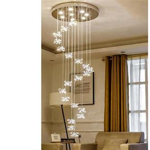 旋转楼梯吊灯别墅复式 楼水晶大吊灯楼中楼客厅吊灯楼梯灯长线吊灯