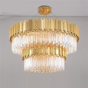 金色圆形餐吊灯别墅客厅水晶灯轻奢后现代水晶吊灯北欧创意客厅灯
