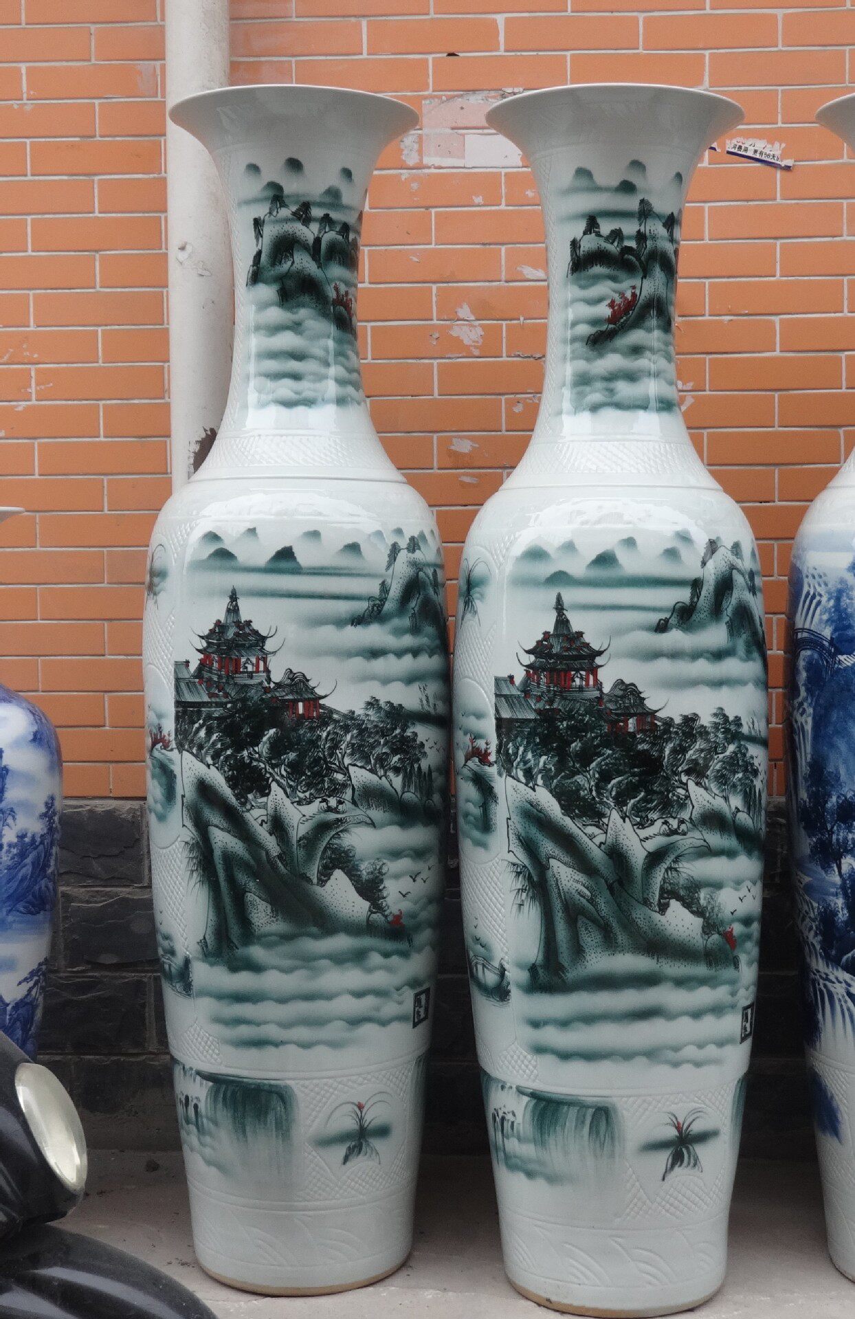 墨彩山水大花瓶景德镇陶瓷落地大花瓶开业瓷手绘商务礼品