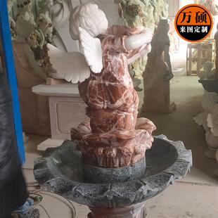 欧式 饰婚庆摆件小天使落地流水喷泉 鱼池雕塑工艺品家居酒店水景装