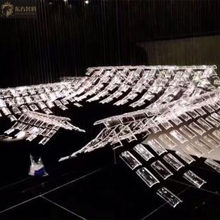 别墅酒店大堂商场新中式 大厅吊灯 瓦片房子造型艺术玻璃灯中式