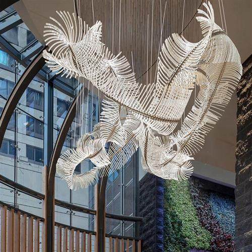 酒店会所售楼部大厅沙盘龙骨异形亚克力飘带设计师现代简约吊灯