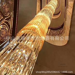 轻奢高档水晶楼梯灯酒店别墅楼梯间大吊灯厂家非标工程水晶灯