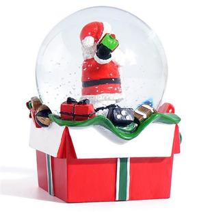 圣诞树脂水晶球工艺玻璃雪花球发光亮片节日树脂桌面摆件工厂