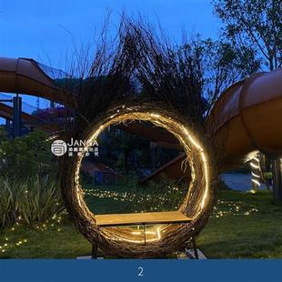 巴厘岛网红鸟巢庭院度假村秋千吊篮吊椅酒店民宿网红拍照打卡道具