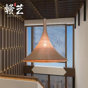厂家直供藤艺吊灯东南亚酒店大堂餐厅民宿楼梯间大灯藤艺长吊灯
