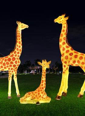 玻璃钢大型发光长颈鹿雕塑户外公园林景观房地产动物落地装饰摆件