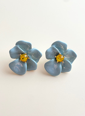 【仙女心动款】蓝色花朵耳环女银针耳钉清新甜美气质高级感耳环