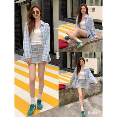 红人馆格子衬衫女夏款202