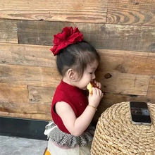 高级感红色镂空蕾丝儿童大肠发圈头绳女童不伤发宝宝丸子头绳发绳