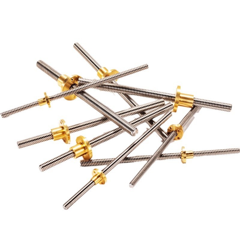 不锈钢梯形丝杆T8T10T12T16TC18T20T30T40铜螺母传动螺杆