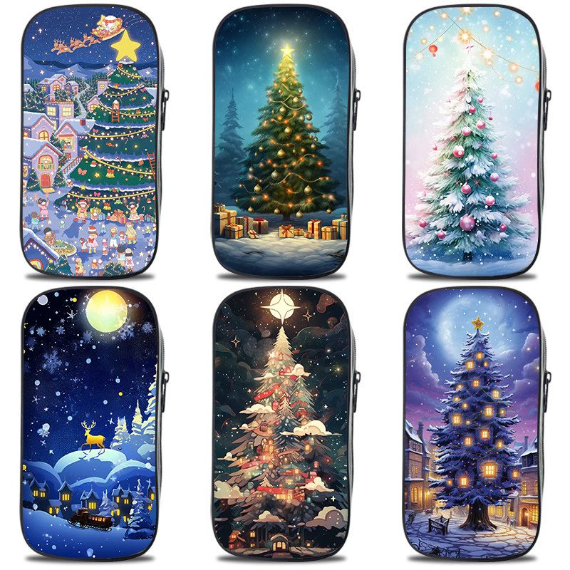 小学生大容量笔袋圣诞节装扮礼物圣诞树精美文具盒一年级铅笔袋幼儿园