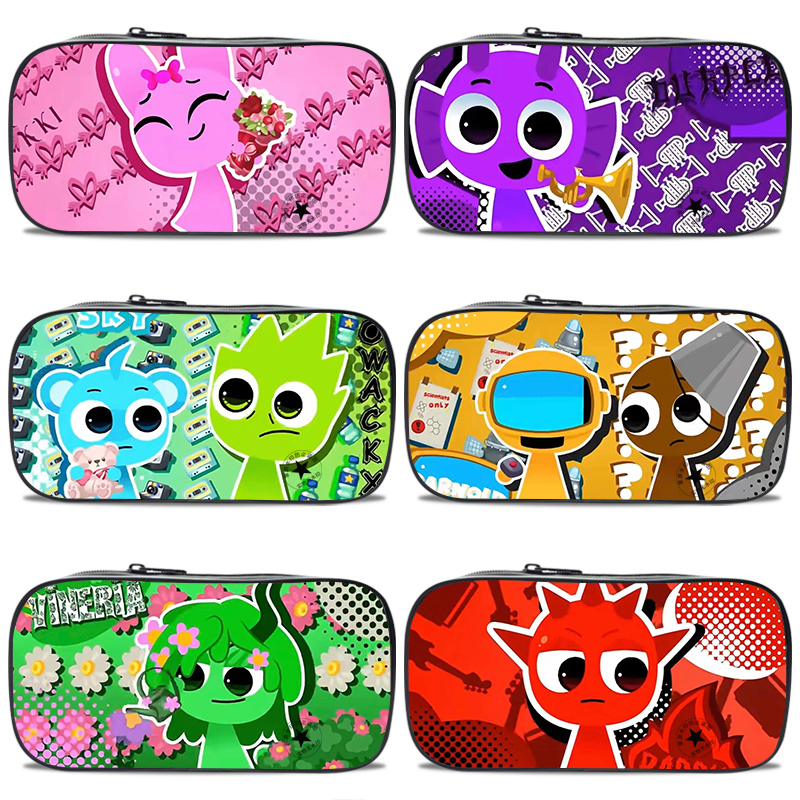 新品Sprunki节奏盒子笔袋平基莱姆初中生高中生简约小学生铅笔袋布鲁德文具盒多功能男孩子拉链帆布笔盒儿童