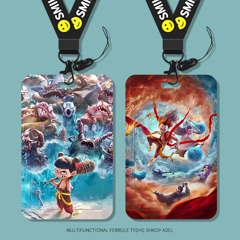 哪吒之魔童闹海周边学生校园咕卡卡套饭卡哪吒敖丙大战公交食堂水卡地铁门禁卡套带挂绳挂脖胸卡工作证保护套