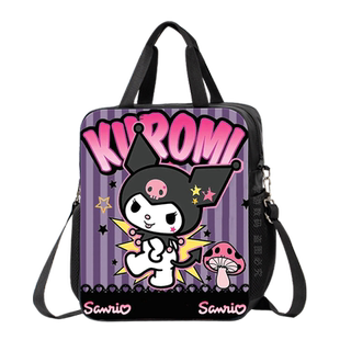 三丽鸥初中小学生帆布轻便补习袋库洛米大容量防刮手提包儿童可斜跨高清图案双背包练习册书包一包三用帆布袋