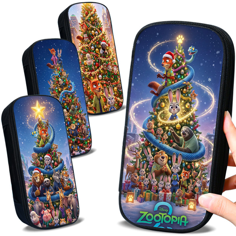 Zootopia疯狂动物城大容量笔袋初中生小学生铅笔袋圣诞节礼物文具盒创意潮流多功能男女孩子拉链帆布笔盒儿童