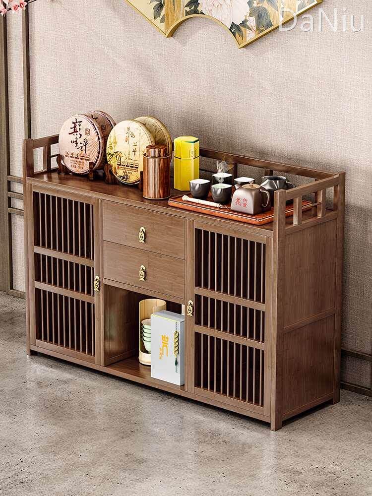 茶柜茶水柜茶台茶桌侧边柜置物架实木办公室茶具茶叶储物收纳柜子