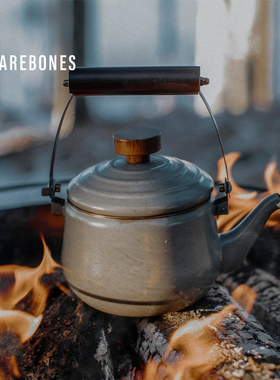 BAREBONES美国北邦户外搪瓷烧水壶美式复古茶壶胡桃木手柄做旧壶