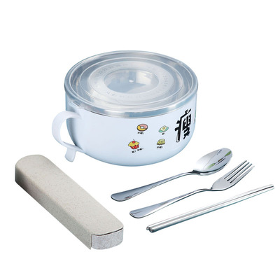 6英寸单个不锈钢泡面碗餐具套装