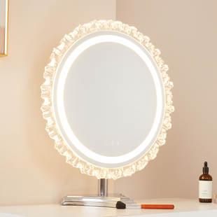 大号化妆镜台式桌面高级主卧梳妆镜led带灯智能梳妆台镜子轻奢风