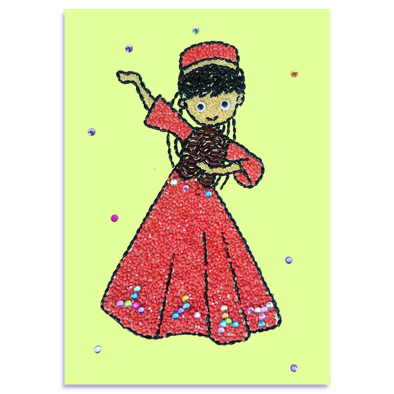 少数民族大团结五谷杂粮豆子粘贴画材料包幼儿园手工diy粮食种子