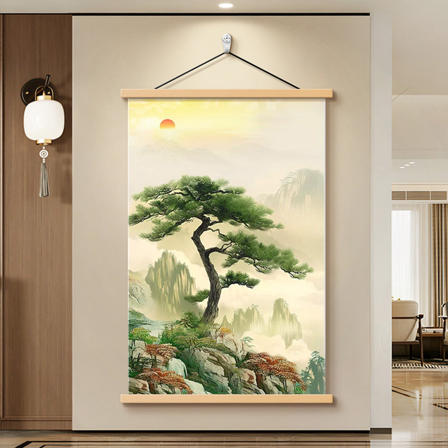 新中式迎客松客厅装饰画2026年